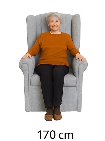 křeslo pro osoby výšky 170 cm