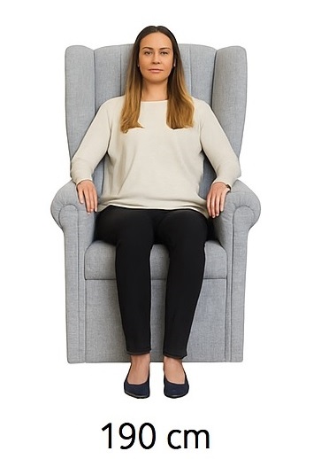 křeslo pro osoby výšky 190 cm